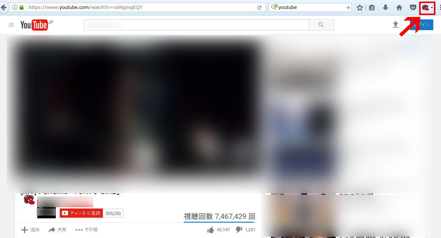 Firefoxでyoutube内検索の画面